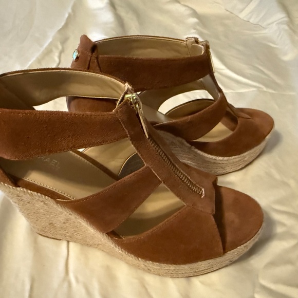 Michael Kors Brown Suede Damita Espadrille Wedge Sandals - Picture 5 of 10